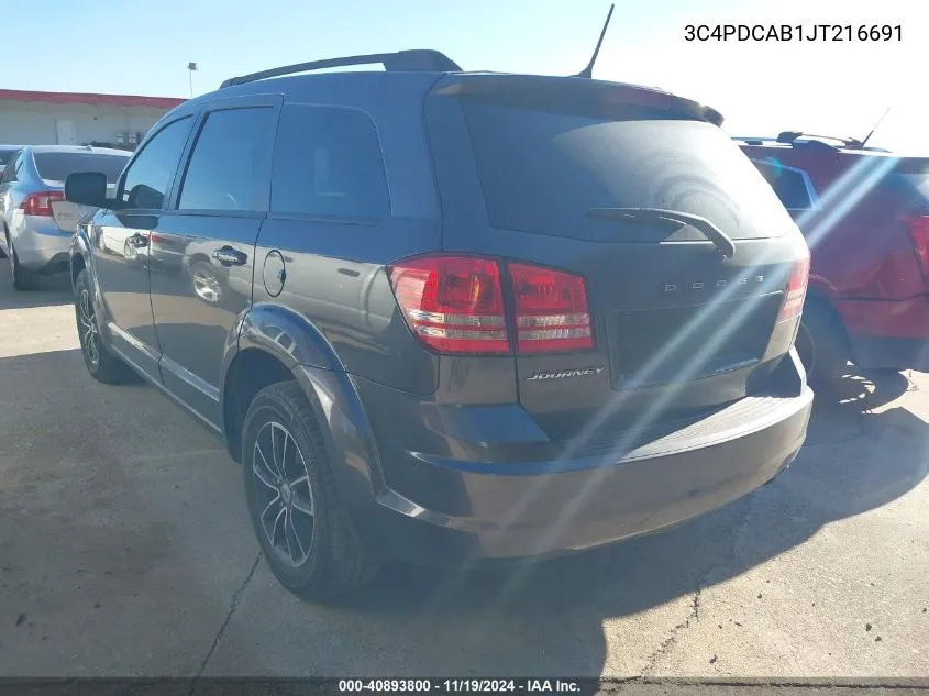 2018 Dodge Journey Se VIN: 3C4PDCAB1JT216691 Lot: 40893800