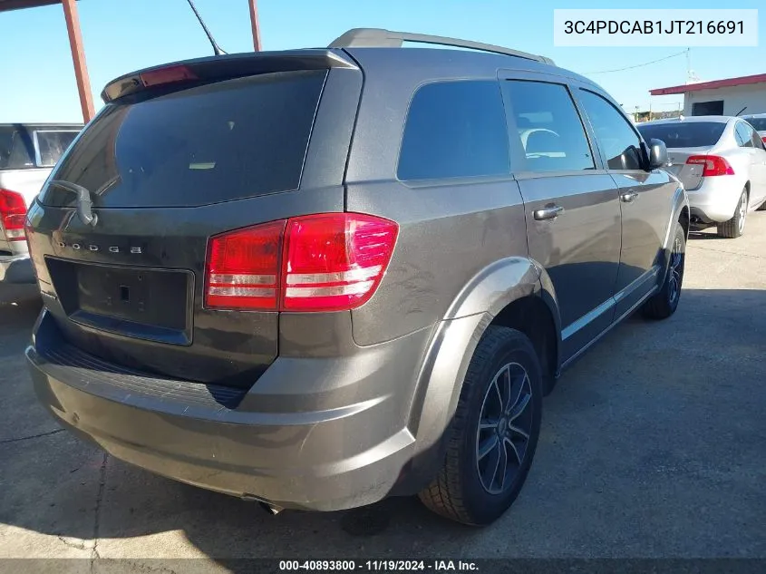 2018 Dodge Journey Se VIN: 3C4PDCAB1JT216691 Lot: 40893800