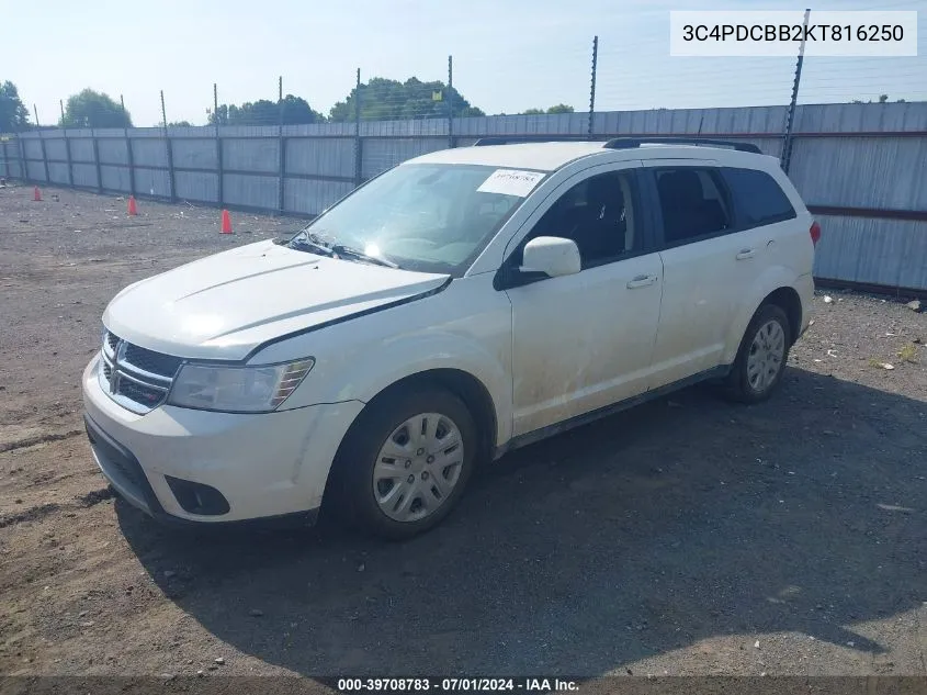 2019 Dodge Journey Se VIN: 3C4PDCBB2KT816250 Lot: 39708783