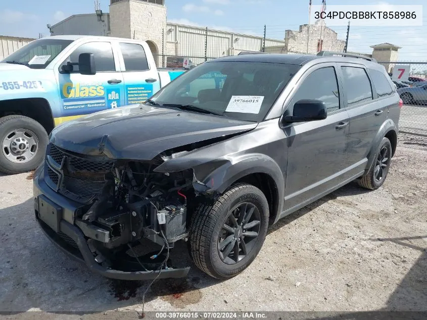 2019 Dodge Journey Se VIN: 3C4PDCBB8KT858986 Lot: 39766015