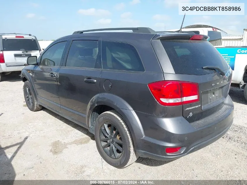 2019 Dodge Journey Se VIN: 3C4PDCBB8KT858986 Lot: 39766015