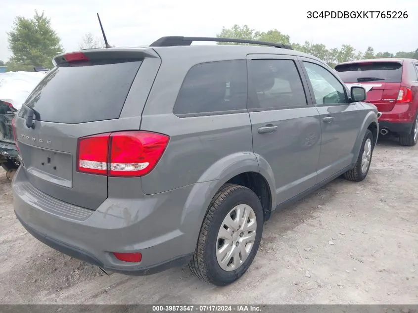 2019 Dodge Journey Se Awd VIN: 3C4PDDBGXKT765226 Lot: 39873547