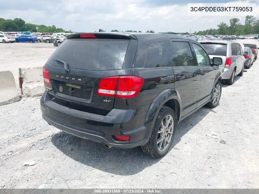 2019 Dodge Journey Gt Awd VIN: 3C4PDDEG3KT759053 Lot: 39931569