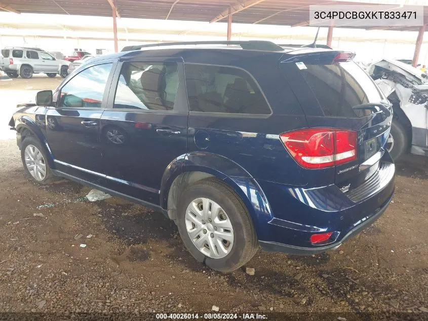 2019 Dodge Journey Se VIN: 3C4PDCBGXKT833471 Lot: 40026014