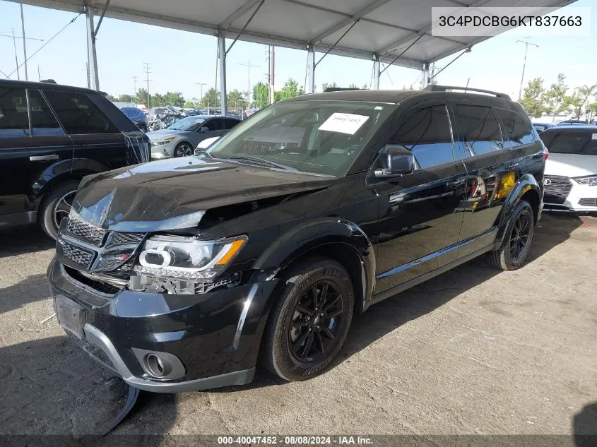 2019 Dodge Journey Se VIN: 3C4PDCBG6KT837663 Lot: 40047452