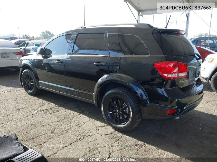 2019 Dodge Journey Se VIN: 3C4PDCBG6KT837663 Lot: 40047452