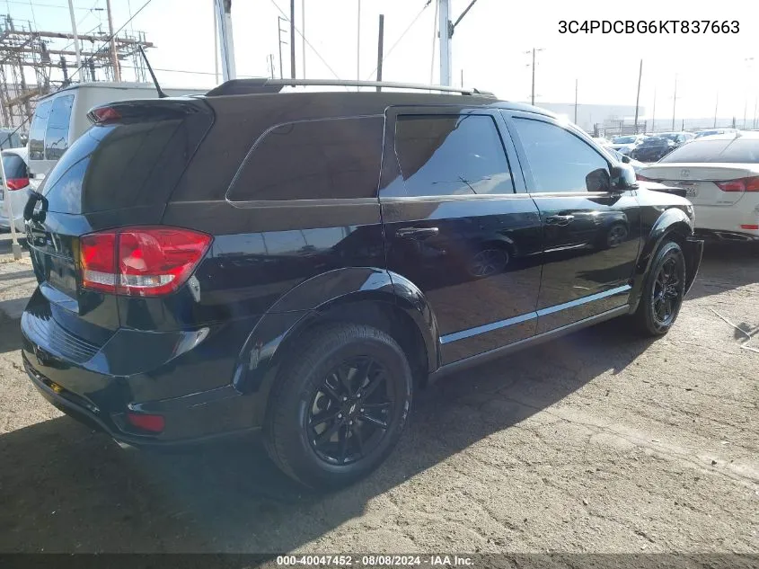 2019 Dodge Journey Se VIN: 3C4PDCBG6KT837663 Lot: 40047452