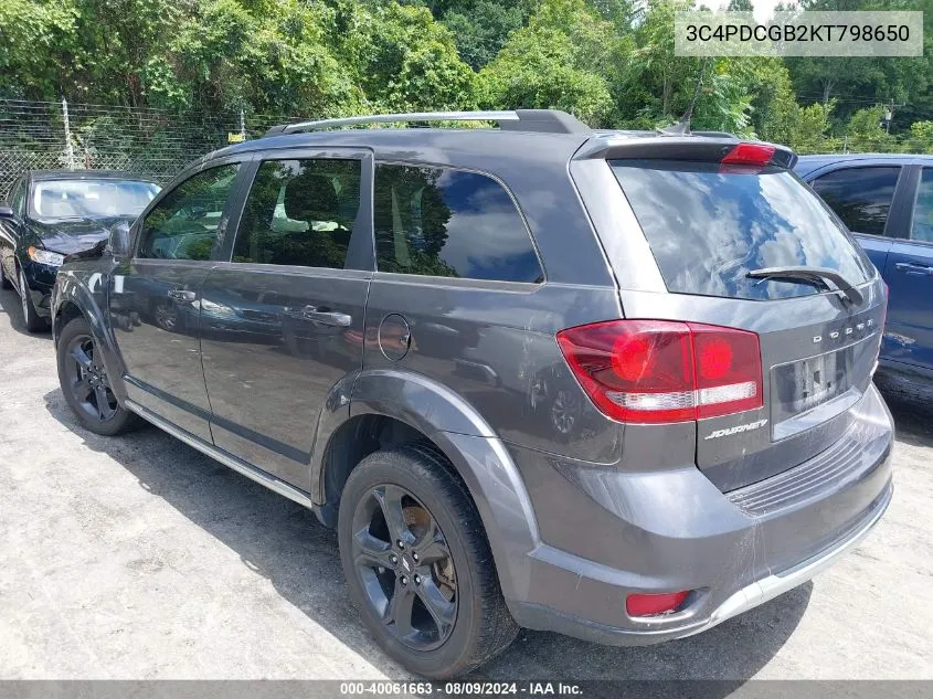 2019 Dodge Journey Crossroad VIN: 3C4PDCGB2KT798650 Lot: 40061663