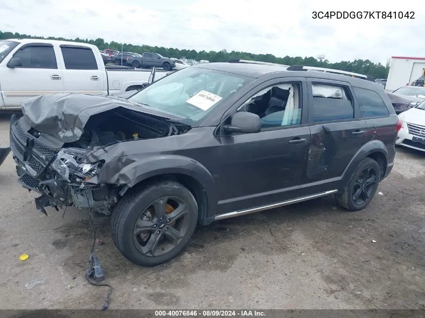 2019 Dodge Journey Crossroad Awd VIN: 3C4PDDGG7KT841042 Lot: 40076846