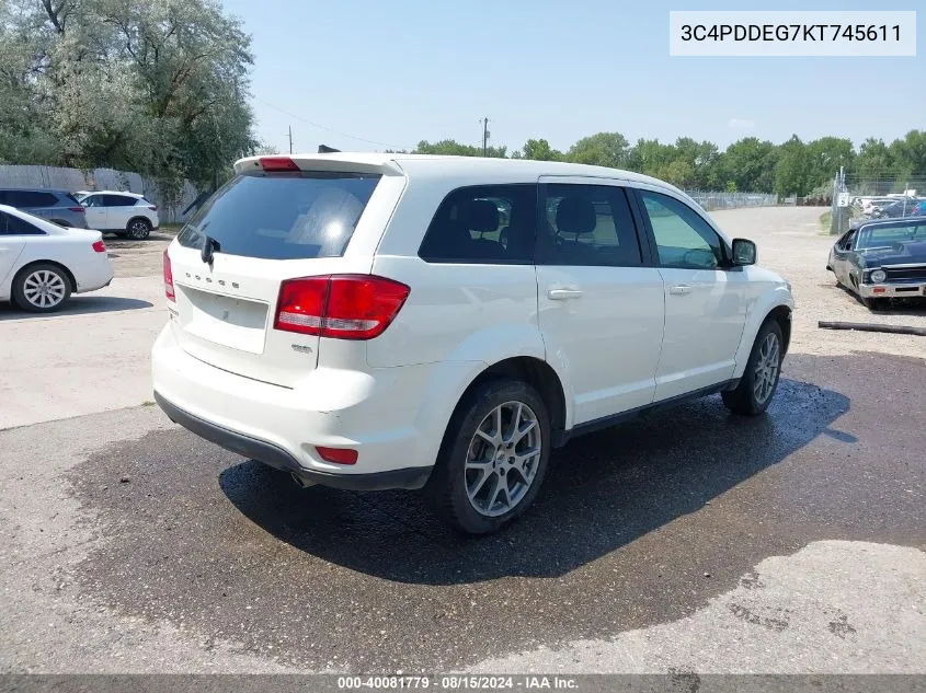 2019 Dodge Journey Gt Awd VIN: 3C4PDDEG7KT745611 Lot: 40081779