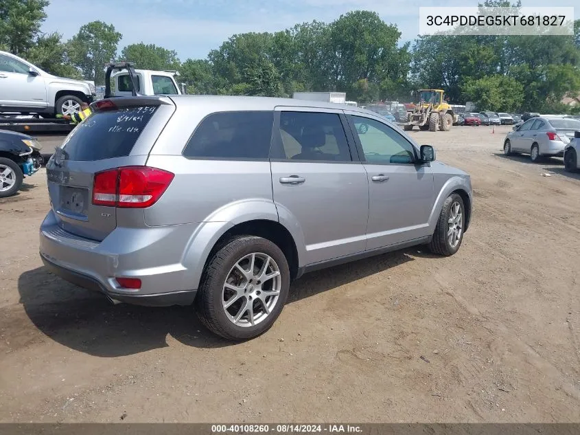 2019 Dodge Journey Gt Awd VIN: 3C4PDDEG5KT681827 Lot: 40108260