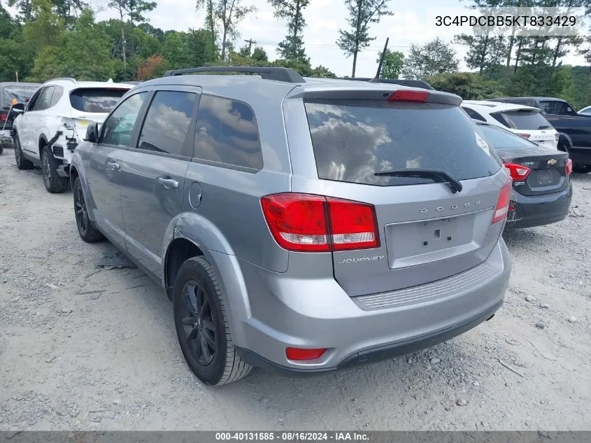 2019 Dodge Journey Se VIN: 3C4PDCBB5KT833429 Lot: 40131585