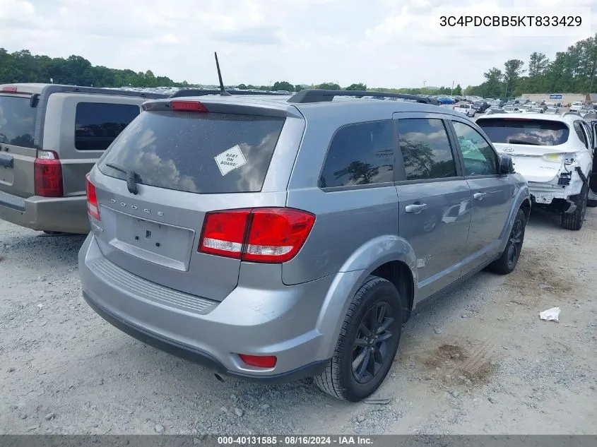 2019 Dodge Journey Se VIN: 3C4PDCBB5KT833429 Lot: 40131585