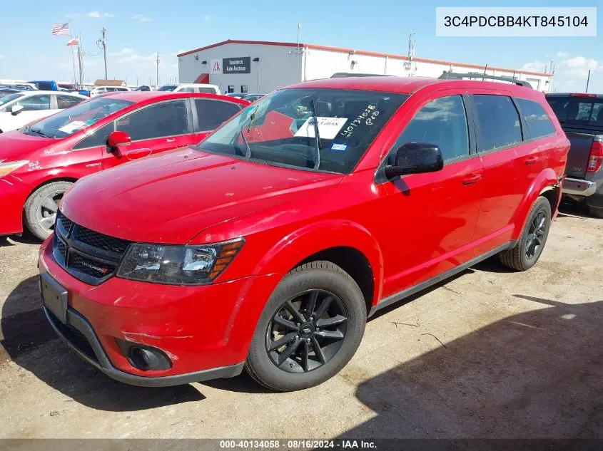 2019 Dodge Journey Se VIN: 3C4PDCBB4KT845104 Lot: 40134058