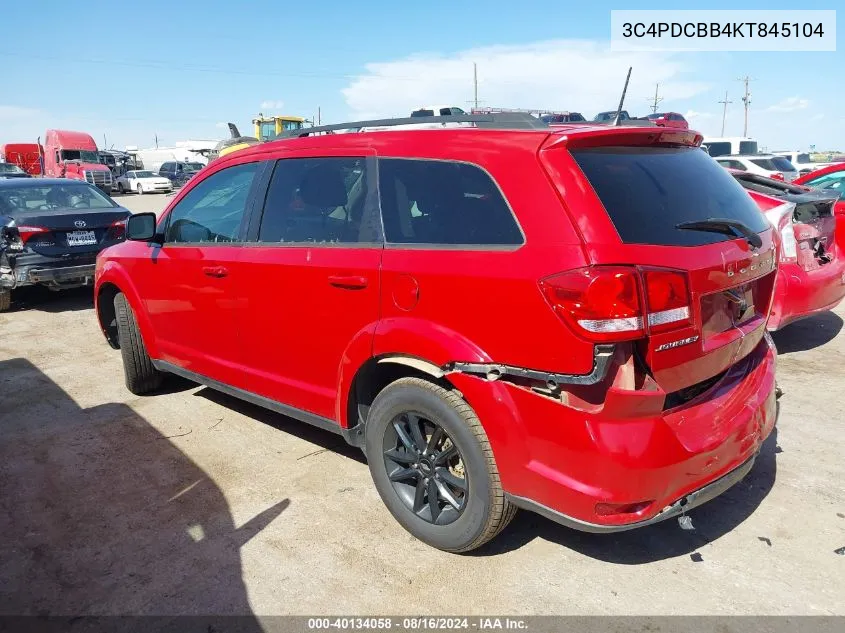 2019 Dodge Journey Se VIN: 3C4PDCBB4KT845104 Lot: 40134058