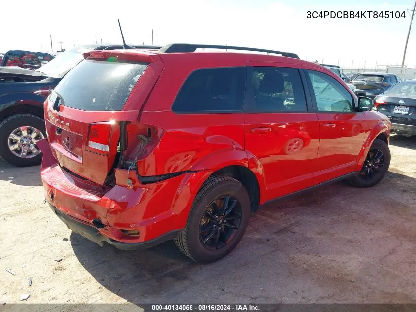 2019 Dodge Journey Se VIN: 3C4PDCBB4KT845104 Lot: 40134058