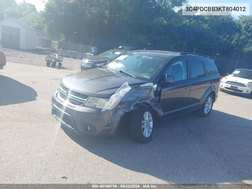 2019 Dodge Journey Se VIN: 3C4PDCBB3KT804012 Lot: 40166709