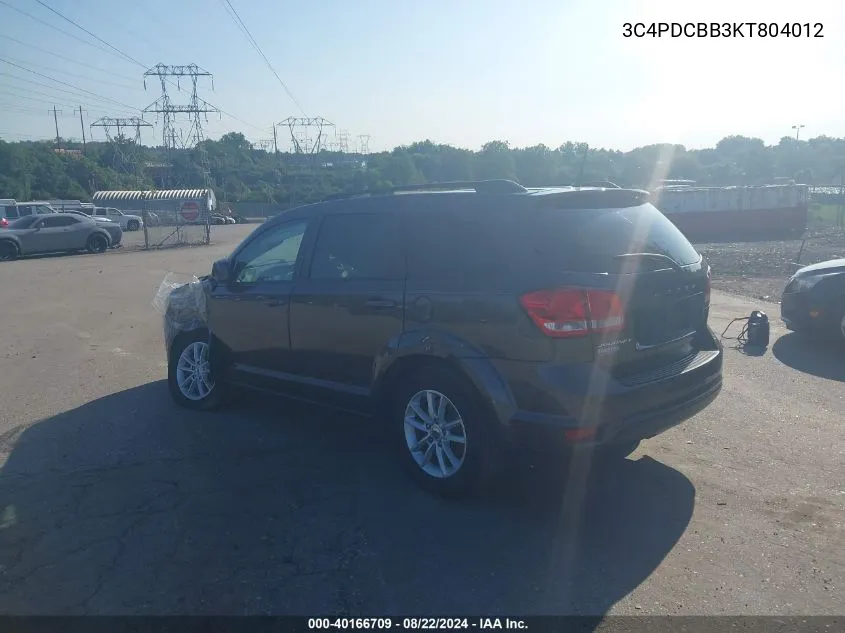 2019 Dodge Journey Se VIN: 3C4PDCBB3KT804012 Lot: 40166709