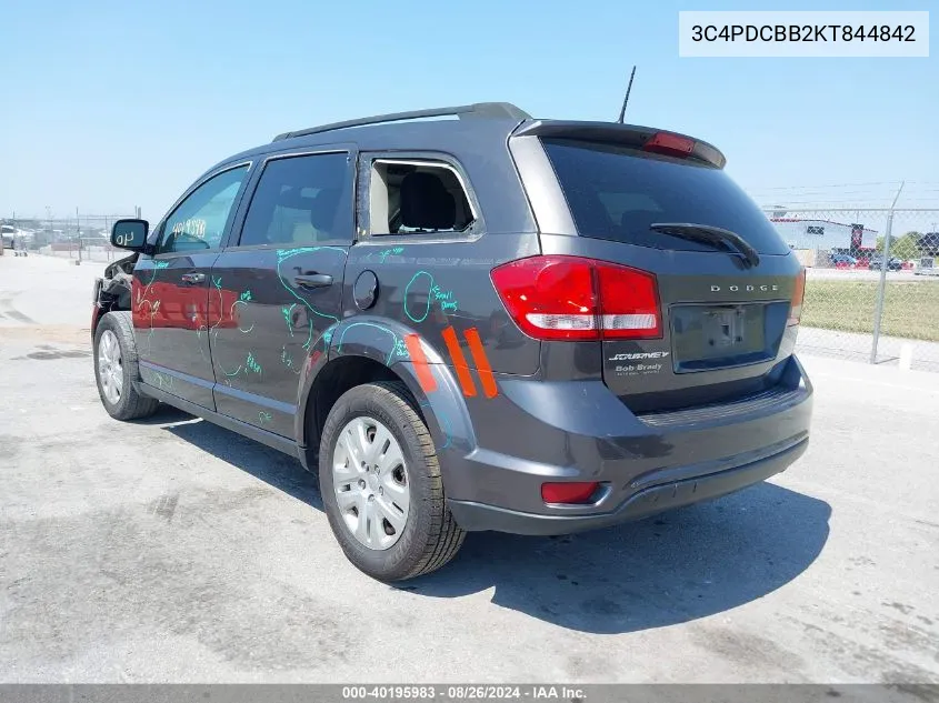 2019 Dodge Journey Se VIN: 3C4PDCBB2KT844842 Lot: 40195983