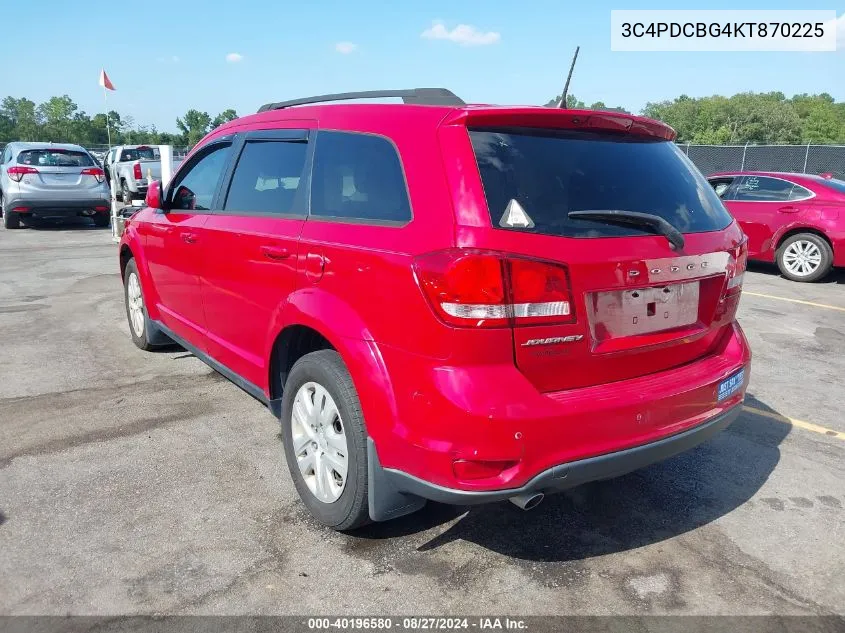 2019 Dodge Journey Se VIN: 3C4PDCBG4KT870225 Lot: 40196580