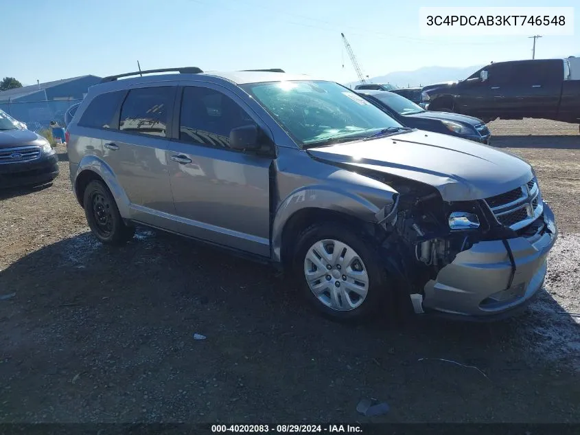 2019 Dodge Journey Se Value Package VIN: 3C4PDCAB3KT746548 Lot: 40202083