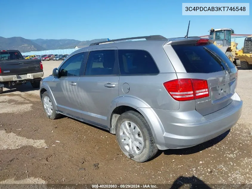 2019 Dodge Journey Se Value Package VIN: 3C4PDCAB3KT746548 Lot: 40202083