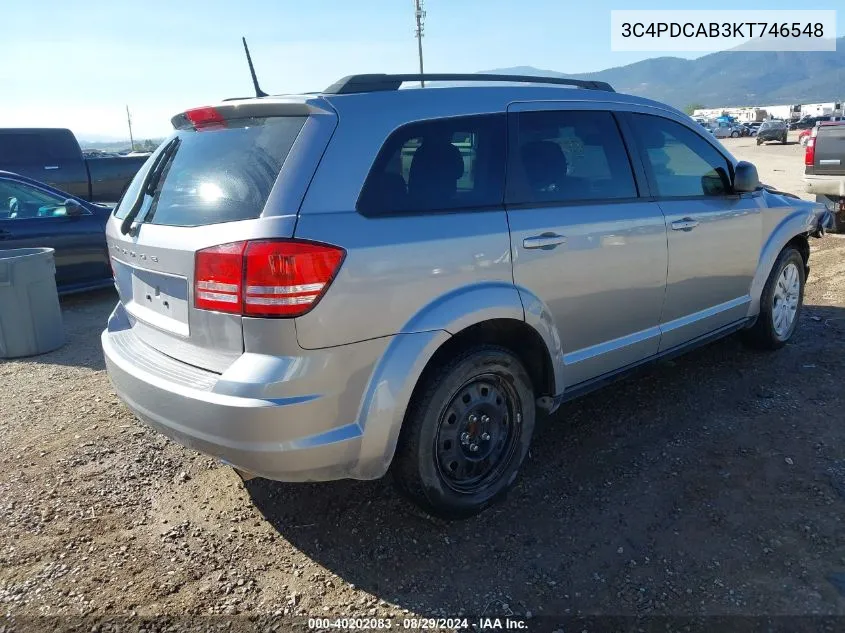 2019 Dodge Journey Se Value Package VIN: 3C4PDCAB3KT746548 Lot: 40202083