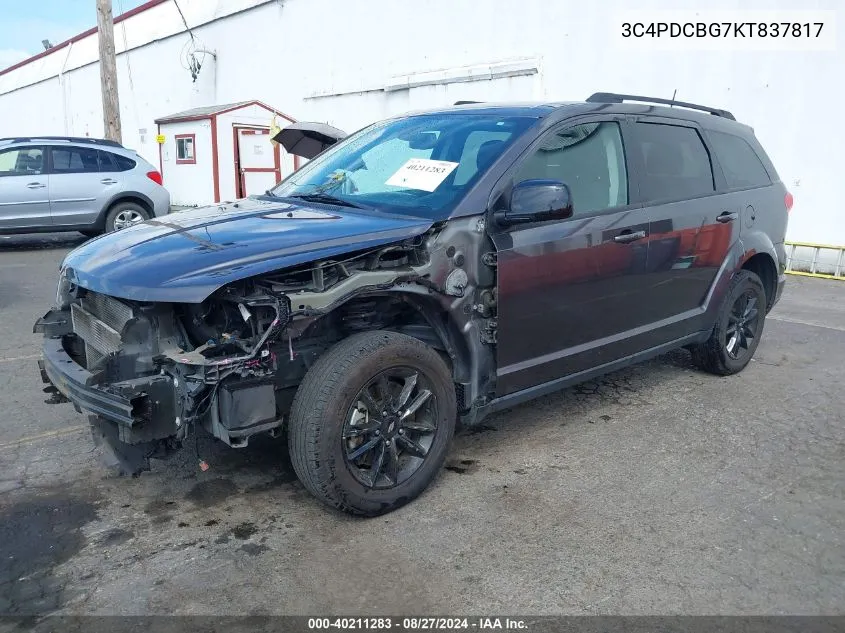 2019 Dodge Journey Se VIN: 3C4PDCBG7KT837817 Lot: 40211283