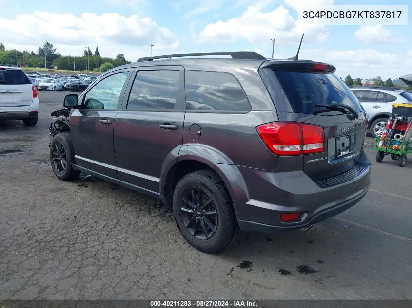 2019 Dodge Journey Se VIN: 3C4PDCBG7KT837817 Lot: 40211283