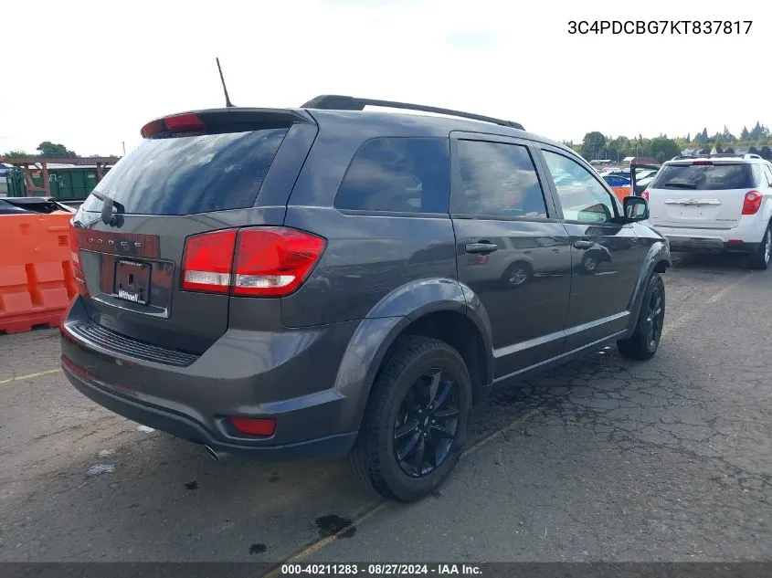 2019 Dodge Journey Se VIN: 3C4PDCBG7KT837817 Lot: 40211283