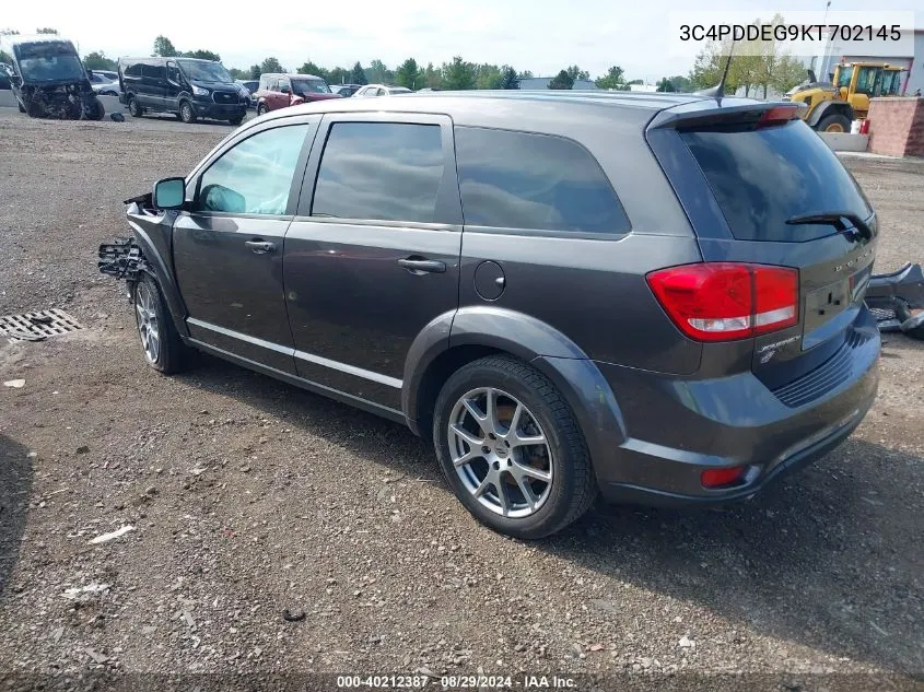 2019 Dodge Journey Gt Awd VIN: 3C4PDDEG9KT702145 Lot: 40212387