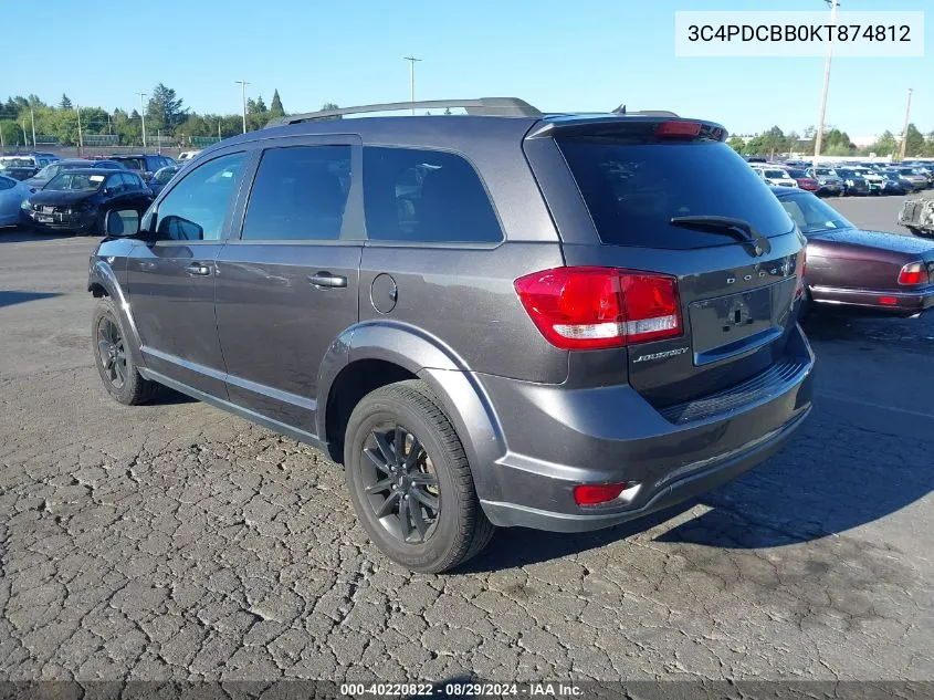 2019 Dodge Journey Se VIN: 3C4PDCBB0KT874812 Lot: 40220822