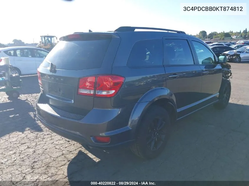 2019 Dodge Journey Se VIN: 3C4PDCBB0KT874812 Lot: 40220822