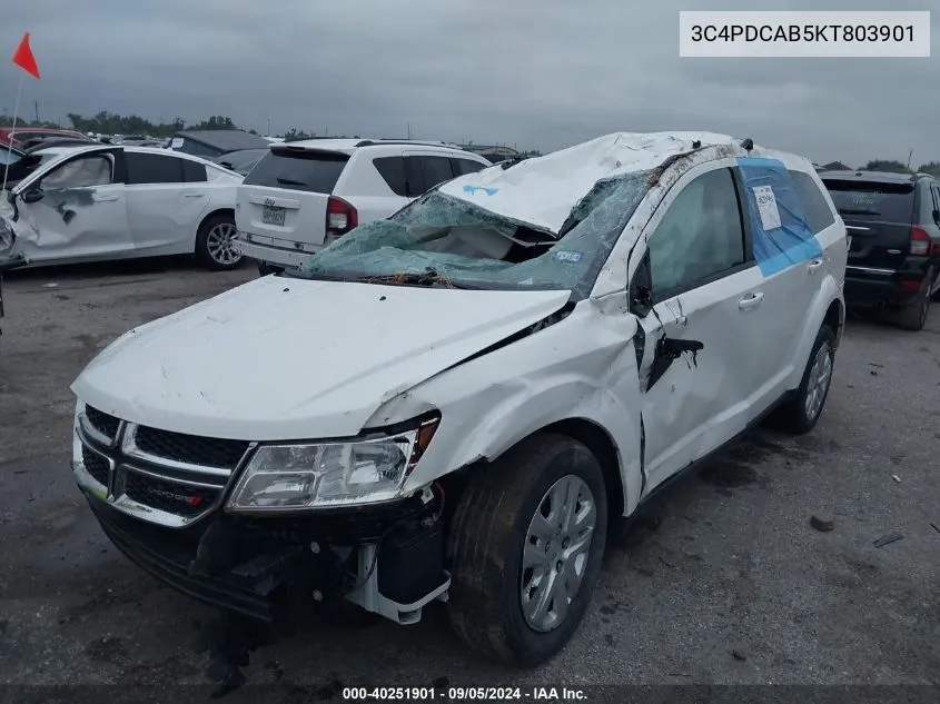 2019 Dodge Journey Se VIN: 3C4PDCAB5KT803901 Lot: 40251901