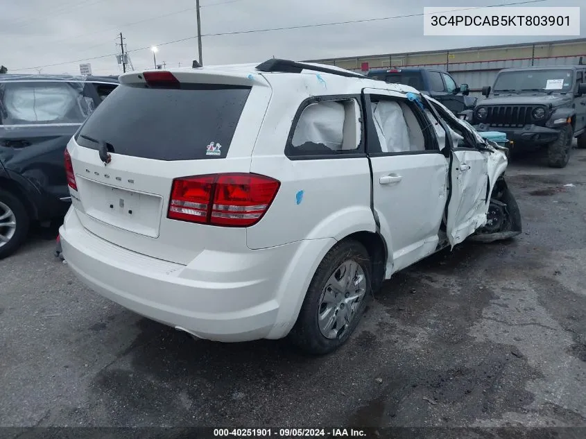 2019 Dodge Journey Se Value Package VIN: 3C4PDCAB5KT803901 Lot: 40251901