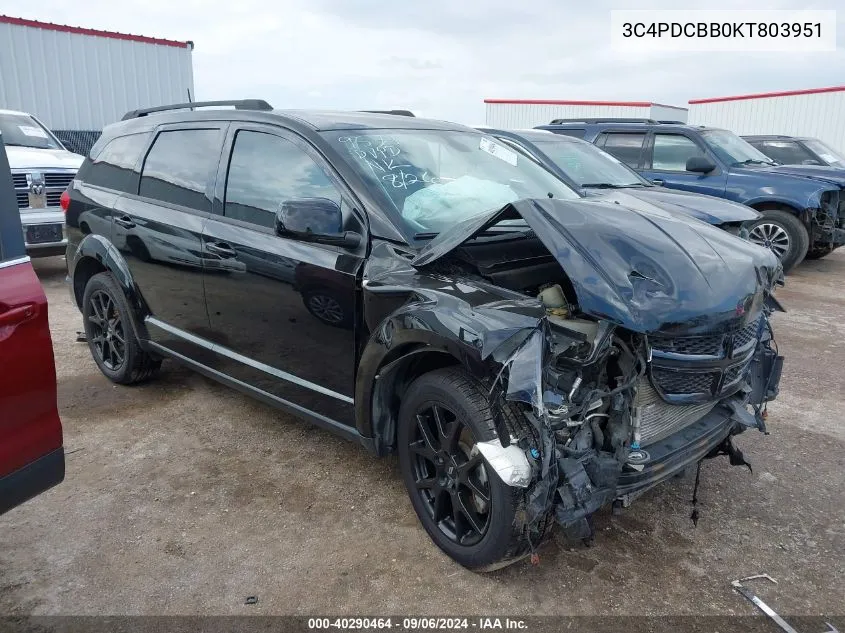 2019 Dodge Journey Se VIN: 3C4PDCBB0KT803951 Lot: 40290464