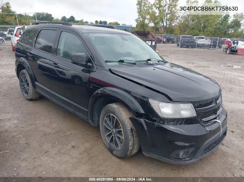 2019 Dodge Journey Se VIN: 3C4PDCBB6KT758630 Lot: 40291995