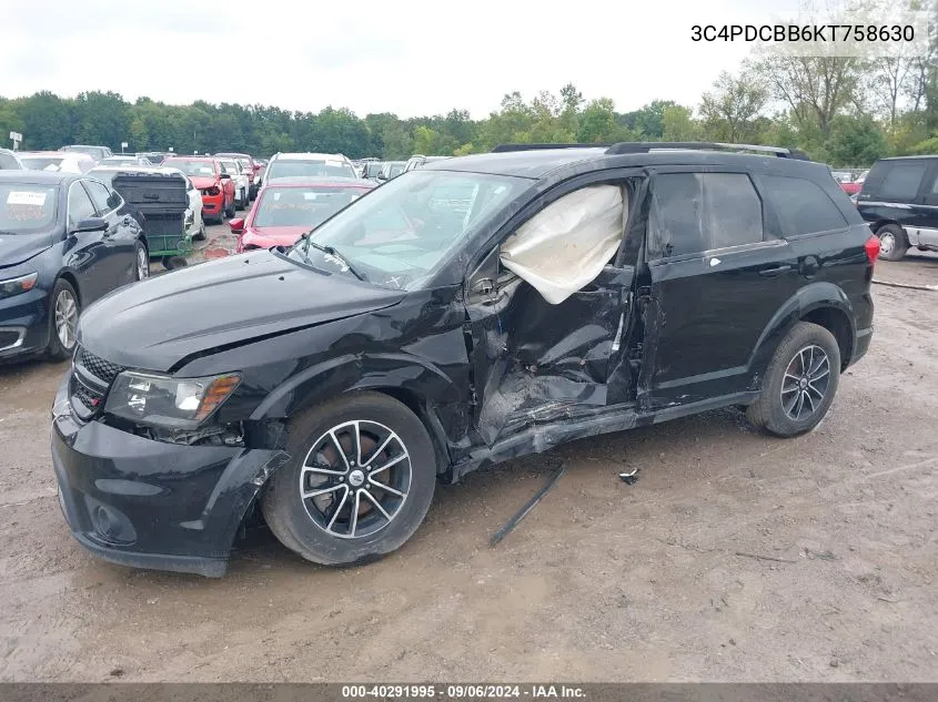 2019 Dodge Journey Se VIN: 3C4PDCBB6KT758630 Lot: 40291995