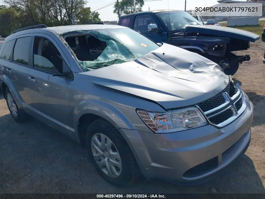 2019 Dodge Journey Se VIN: 3C4PDCAB0KT797621 Lot: 40297496