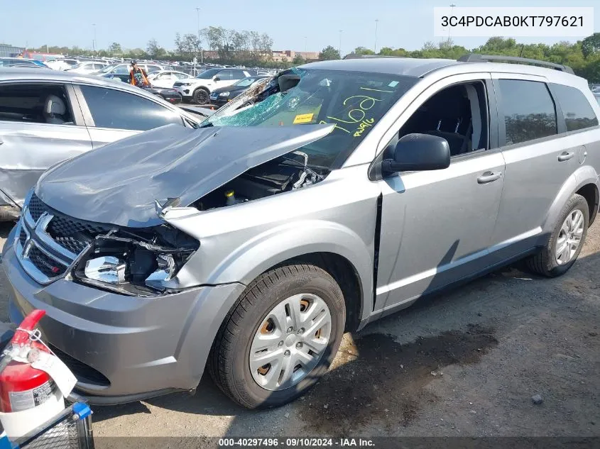 2019 Dodge Journey Se VIN: 3C4PDCAB0KT797621 Lot: 40297496