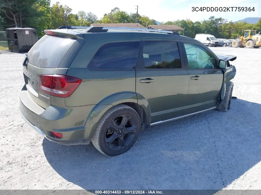 2019 Dodge Journey Crossroad VIN: 3C4PDDGG2KT759364 Lot: 40314433