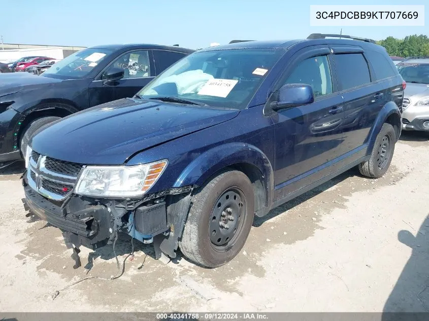 2019 Dodge Journey Se VIN: 3C4PDCBB9KT707669 Lot: 40341758