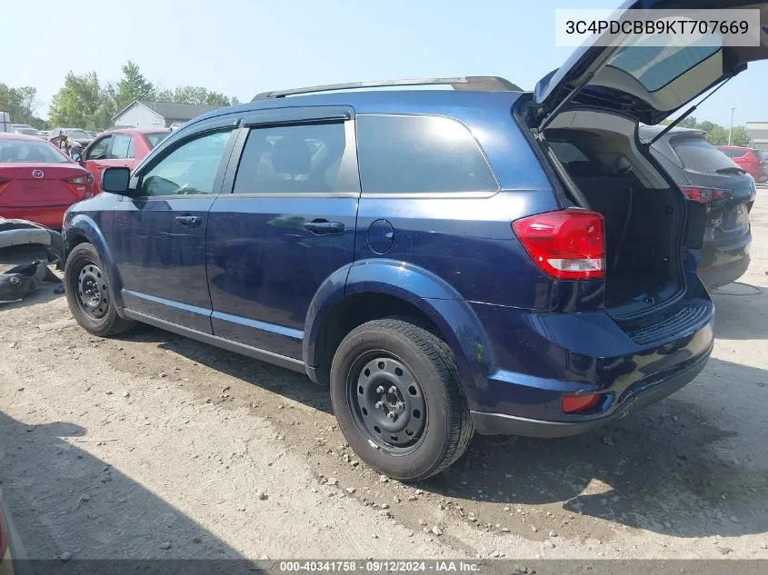 2019 Dodge Journey Se VIN: 3C4PDCBB9KT707669 Lot: 40341758