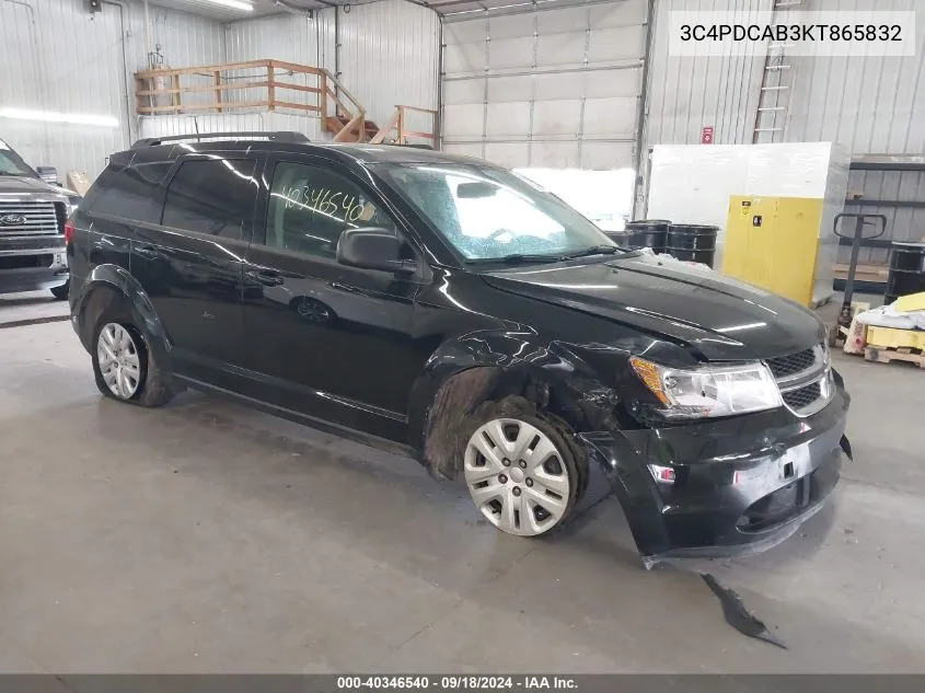 2019 Dodge Journey Se Value Package VIN: 3C4PDCAB3KT865832 Lot: 40346540