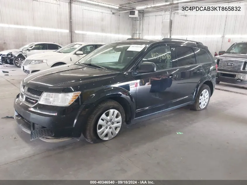 2019 Dodge Journey Se Value Package VIN: 3C4PDCAB3KT865832 Lot: 40346540