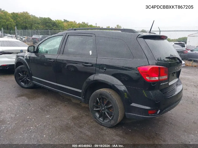 2019 Dodge Journey Se VIN: 3C4PDCBBXKT867205 Lot: 40348563