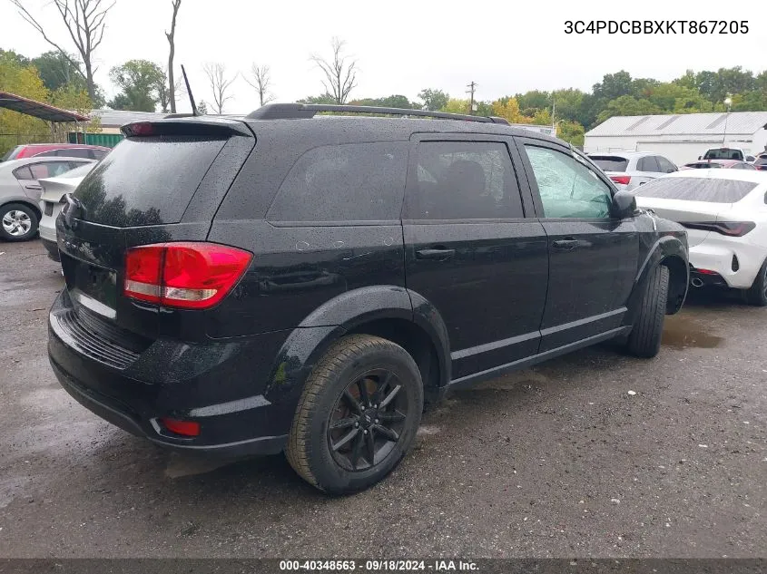 2019 Dodge Journey Se VIN: 3C4PDCBBXKT867205 Lot: 40348563