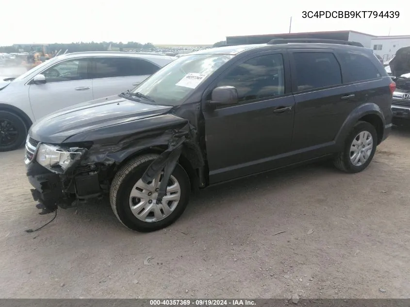 2019 Dodge Journey Se VIN: 3C4PDCBB9KT794439 Lot: 40357369