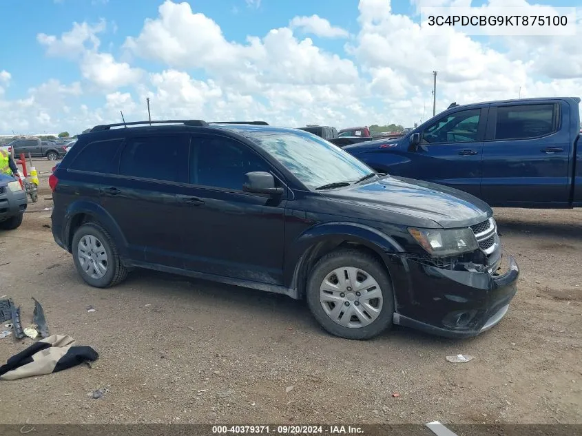 2019 Dodge Journey Se VIN: 3C4PDCBG9KT875100 Lot: 40379371