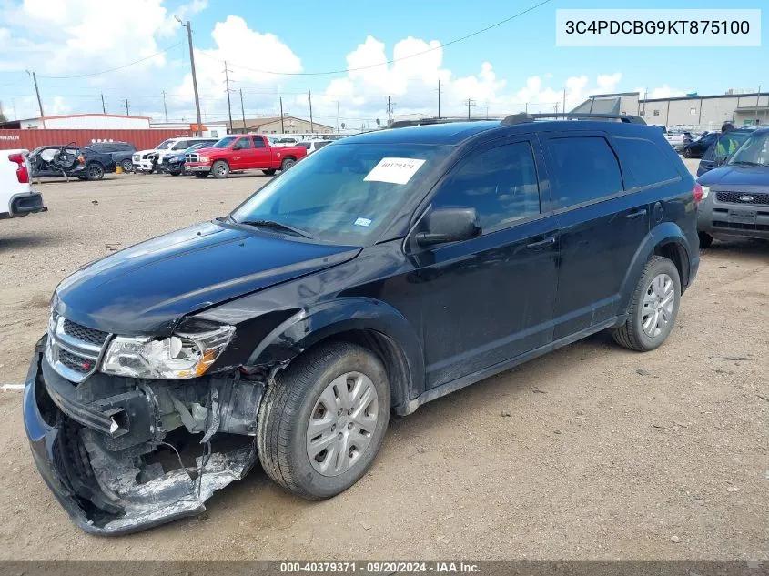 2019 Dodge Journey Se VIN: 3C4PDCBG9KT875100 Lot: 40379371